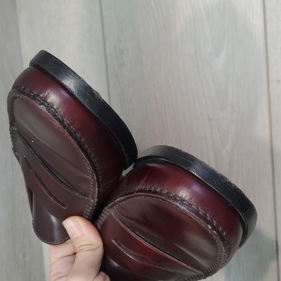 TOD'S MENS "Like New" Leather Burgundy Loafer Oxford Slip on shoes sz UK6.5US7.5 - Picture 4 of 14